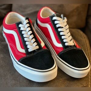 Vans Old Skool Red Black White Canvas Skate Shoes